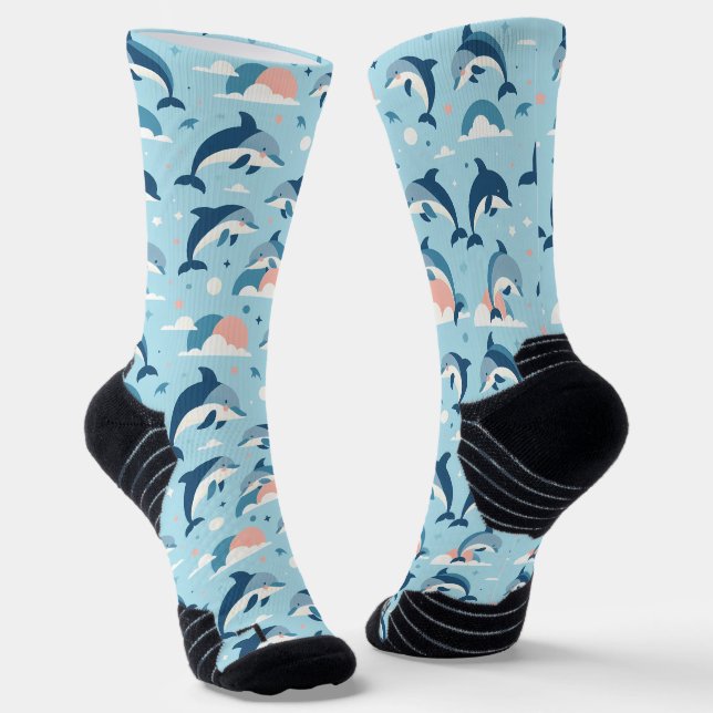 Playful Dolphins Pattern Socks (Angled)