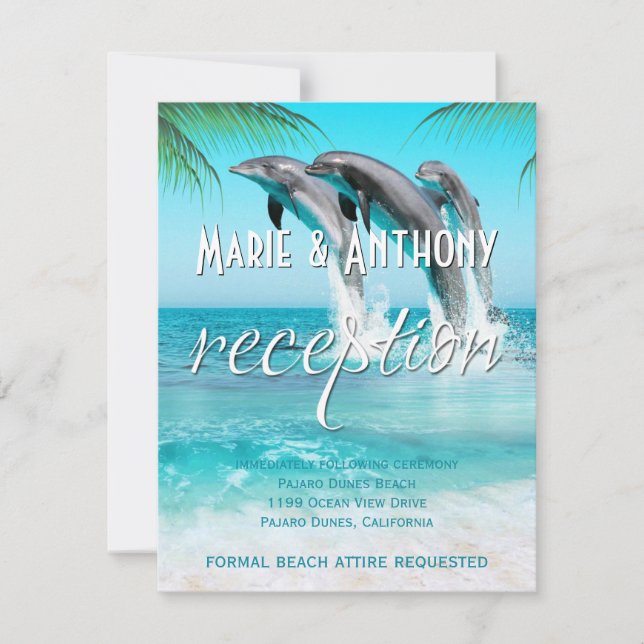 PLAYFUL DOLPHINS TROPICAL OCEAN Reception Card (Front)