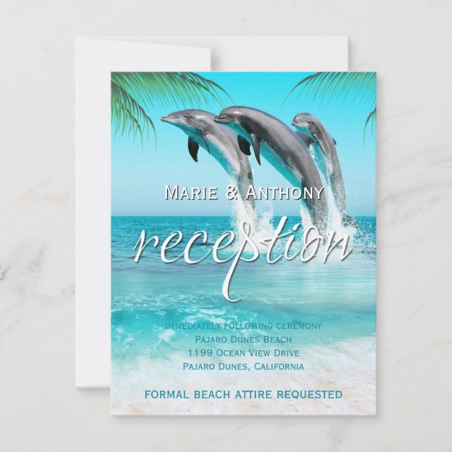 PLAYFUL DOLPHINS TROPICAL OCEAN Reception Card (Front)