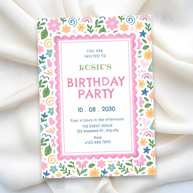 Playful doodle birthday invitation (Creator Uploaded)
