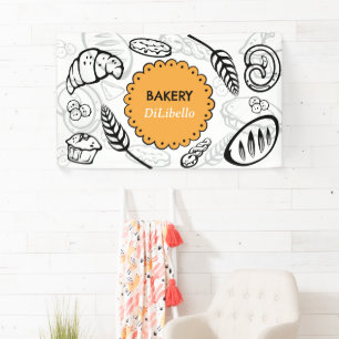 Playful Doodle Bread Illustrations Bakery  Banner