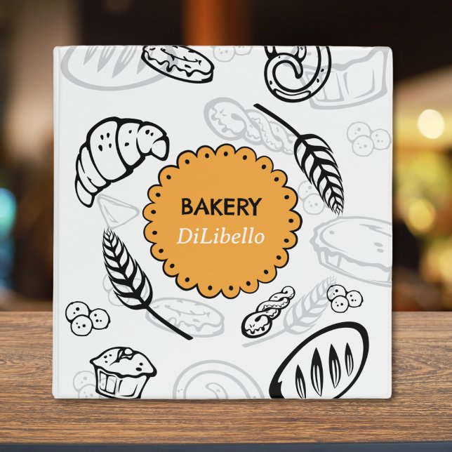 Playful Doodle Bread Illustrations Bakery  Binder (Playful Doodle Bread Illustrations Bakery 3 ring binder)