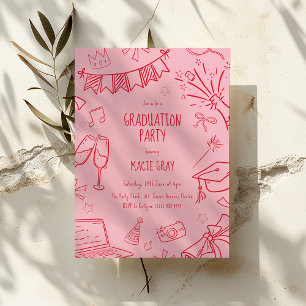 Playful Doodle Graduation Party Invitation
