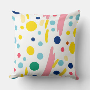 Playful Dots and Stripes Throw Pillow
