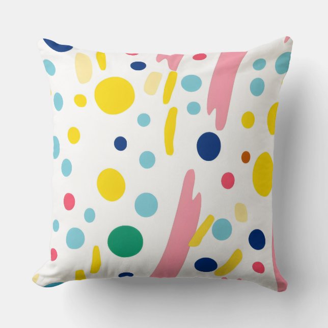 Playful Dots and Stripes Throw Pillow (Front)