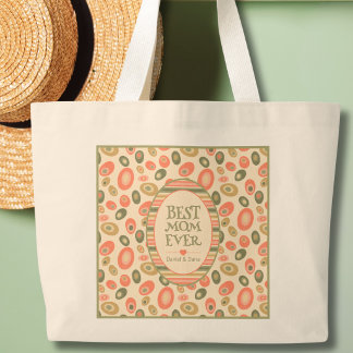 Playful Dots Best Mom Ever Personalized  Large Tote Bag