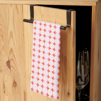 Playful Dots & Stripes - red and pink Kitchen Towel