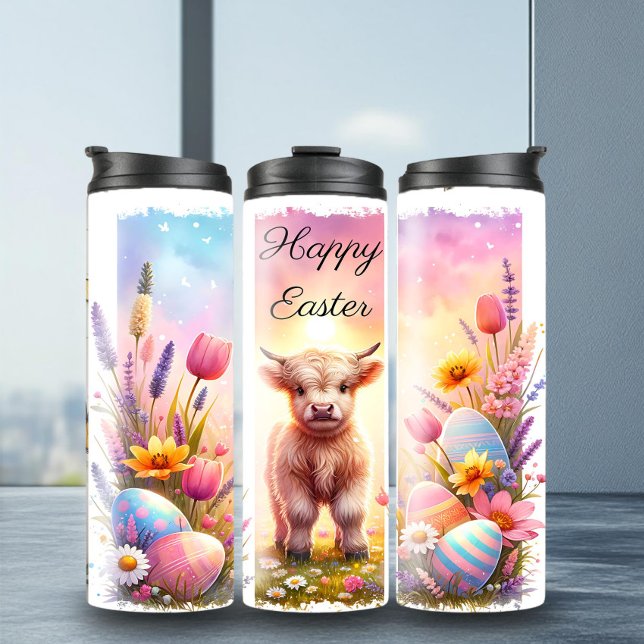 Playful Easter Brushstroke Cow Tumbler (Creator Uploaded)