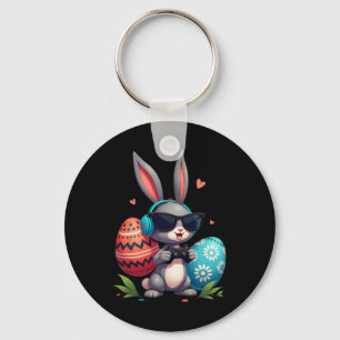 Playful Easter Bunny Gaming Headphones And Colorfu Keychain