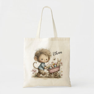 Playful Easter Monkey Illustration Tote Bag