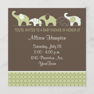 Playful Elephant Baby Shower Invitations