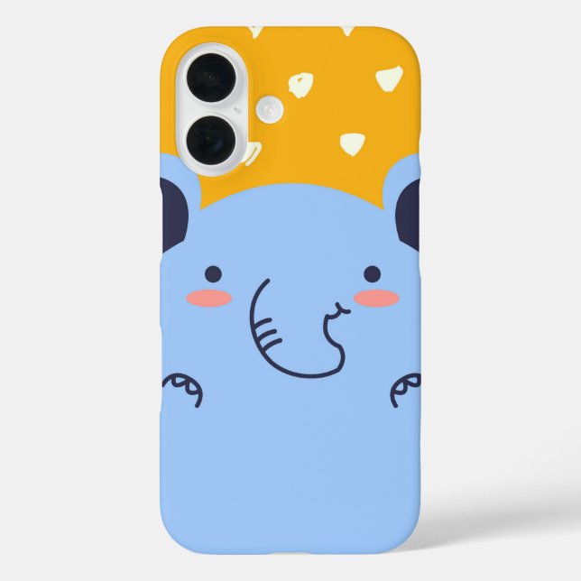 Playful Elephant Face Cute Blue Animal Case-Mate iPhone Case (Back)