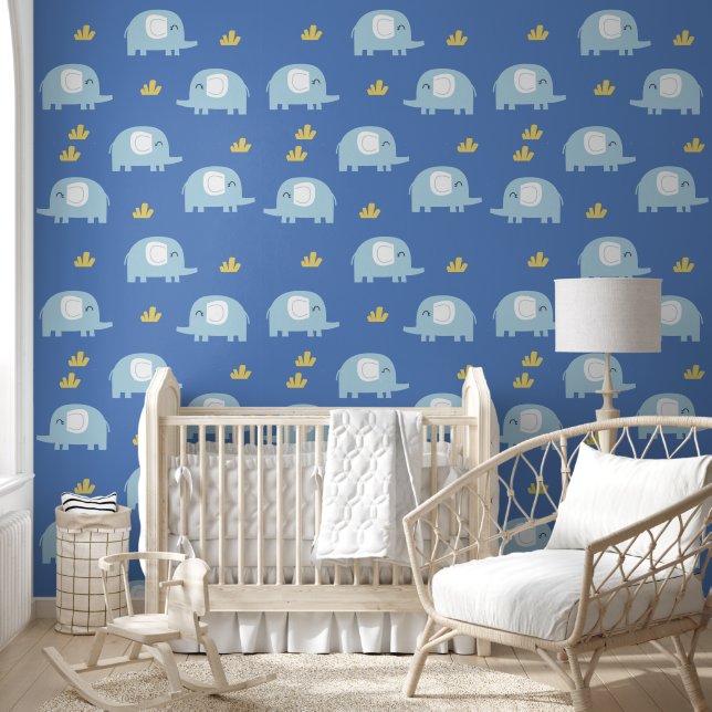 Playful Elephant Safari Animals Nursery Wallpaper (Kids)