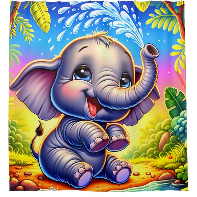 "Playful Elephant Splash" (Front)