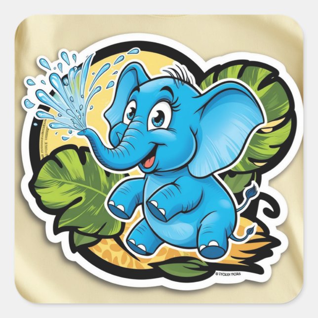 Playful Elephant Sticker (Front)