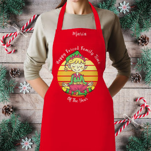 Playful Elf Forced Family Time Holiday Design Apron