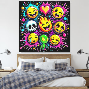 Playful Emoji Explosion Canvas Print