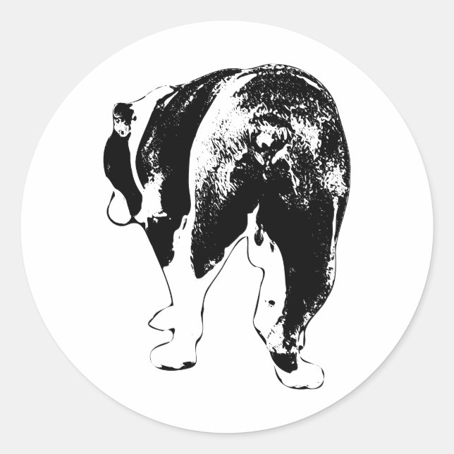 Playful Exit Pose, Bulldog Sketch Classic Round Sticker (Front)