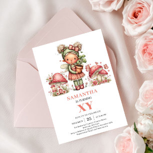 Playful Fairy 2nd Birthday Blush Pink Floral  Invitation