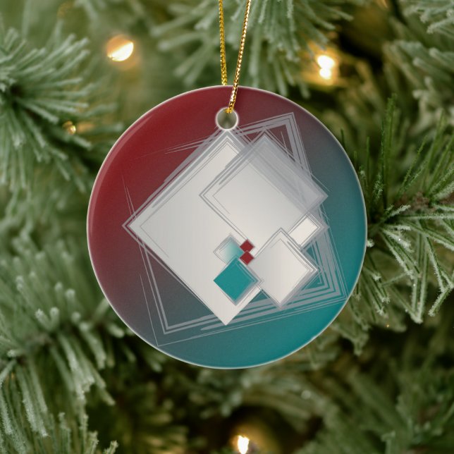 Playful Fibonacci squares Ceramic Ornament (Tree)
