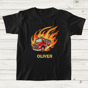 Playful Fire Truck Surrounded by Flames T-Shirt