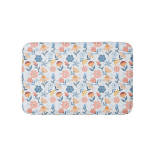 Playful Floral Pattern Bath Mat