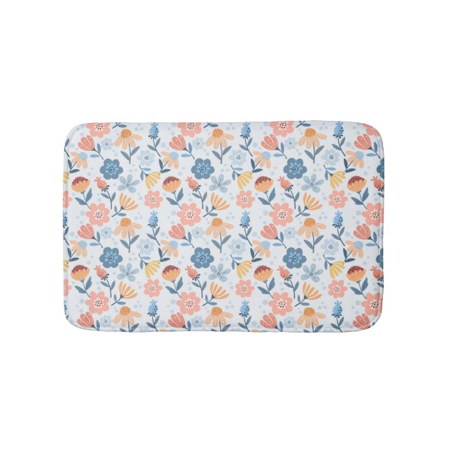 Playful Floral Pattern Bath Mat (Front)