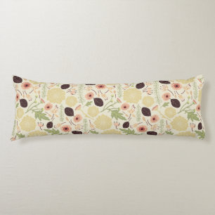 Playful Floral Pink Green Cream Pattern Flowers Body Pillow