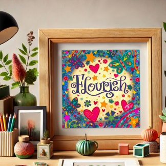 Playful Flourish Inspirational Butterfly Pretty Photo Print