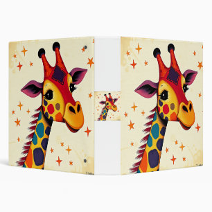 Playful Folk Art Giraffe with Stars Binder