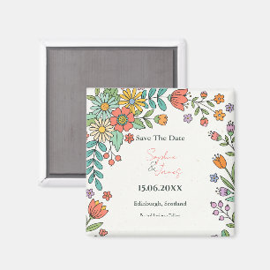 Playful Folk Floral Save the Date Magnet