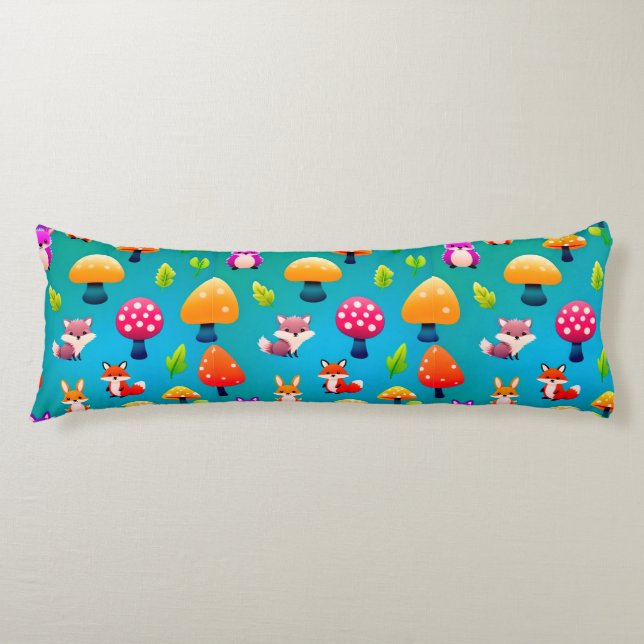 Playful Forest Scene With Cute Animals Body Pillow (Front)