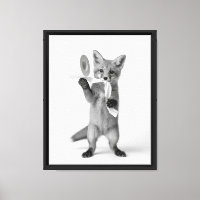 Playful Fox Holding Toilet Paper Minimalist Wild