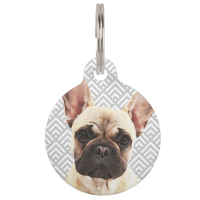 Playful French Bulldog Pet Tag (Front)
