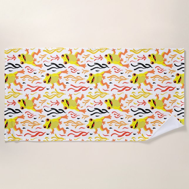 Playful Frogs Beach Towel (Front)