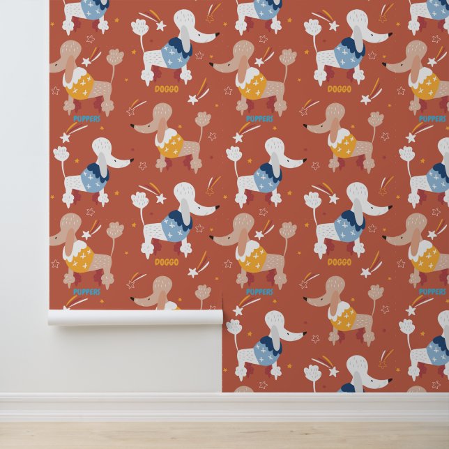 Playful Fun French Poodle Dog Pet Personalized  Wallpaper (Application)