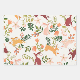 Playful & Fun Rabbit Pattern Wrapping Paper Sheet