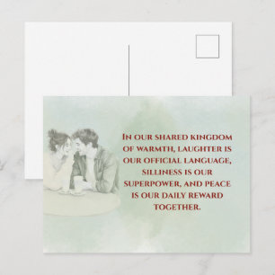 Playful & Funny Love Quote Postcard Laughing Cou