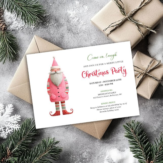 Playful Funny Santa Editable Holiday Party Invites (Playful Funny Santa Editable Holiday Party Template)