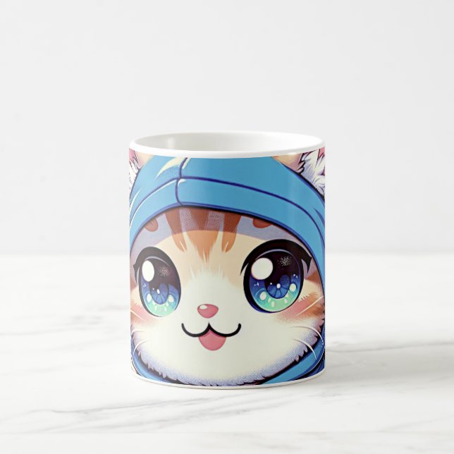 Playful Gamer Cat  in Cozy Setting Coffee Mug (Center)