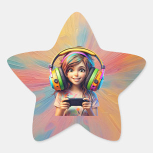 "Playful Gaming Animation" Star Sticker