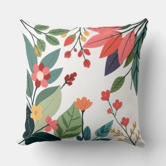 Playful Garden Charm – Colourful Botanical Throw Pillow