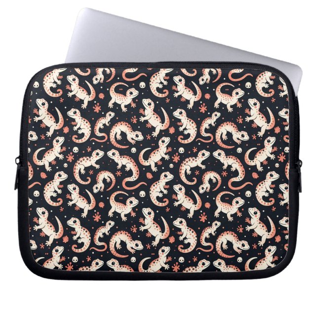 Playful Gecko Pattern Laptop Sleeve (Front)