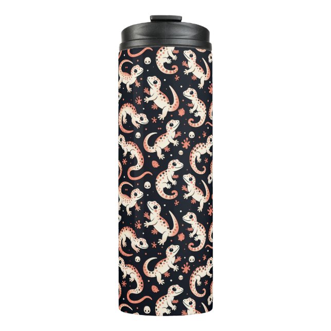 Playful Gecko Pattern Thermal Tumbler (Front)