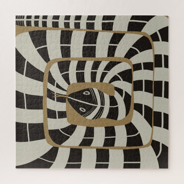 Playful Geometric Abstract Stripe Snake | Neutral  Jigsaw Puzzle (Vertical)