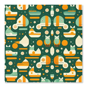 Playful Geometric Animal and Shapes Pattern Wallpaper