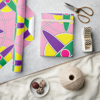 Playful geometric cross pattern wrapping paper