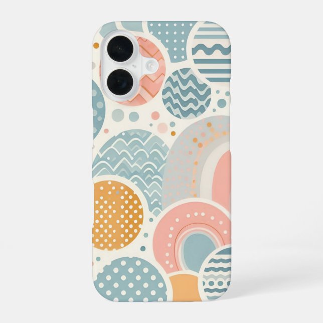 Playful Geometric Doodle Pattern iPhone 16 Case (Back)