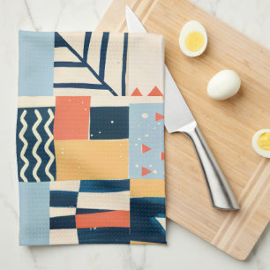 Playful geometric pattern kitchen towel