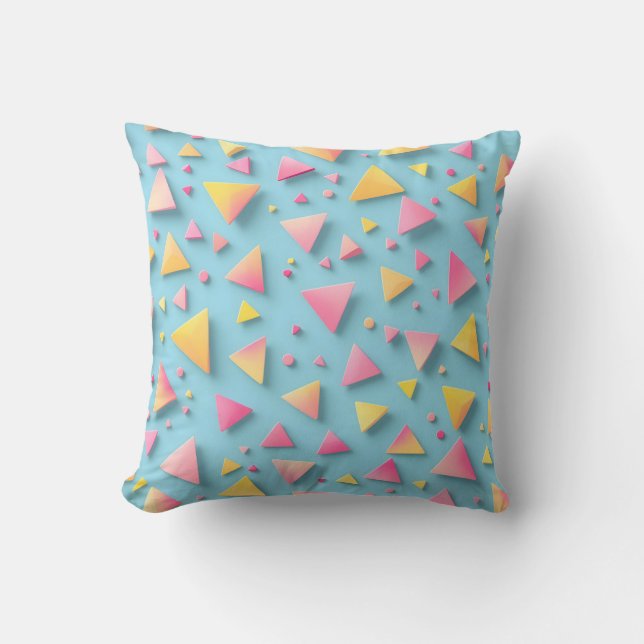 Playful Geometric Triangle Scatter Pattern Throw Pillow (Front)
